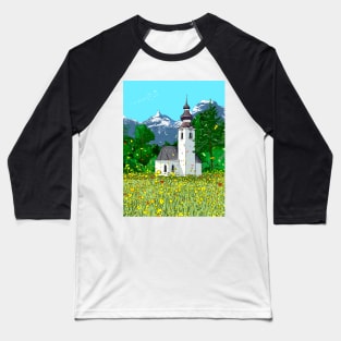 Gnadenwald Innsbruck Austria Landscape Illustration Baseball T-Shirt